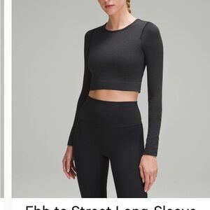 Black Ebb to street Lululemon Long Sleeve Crop Top